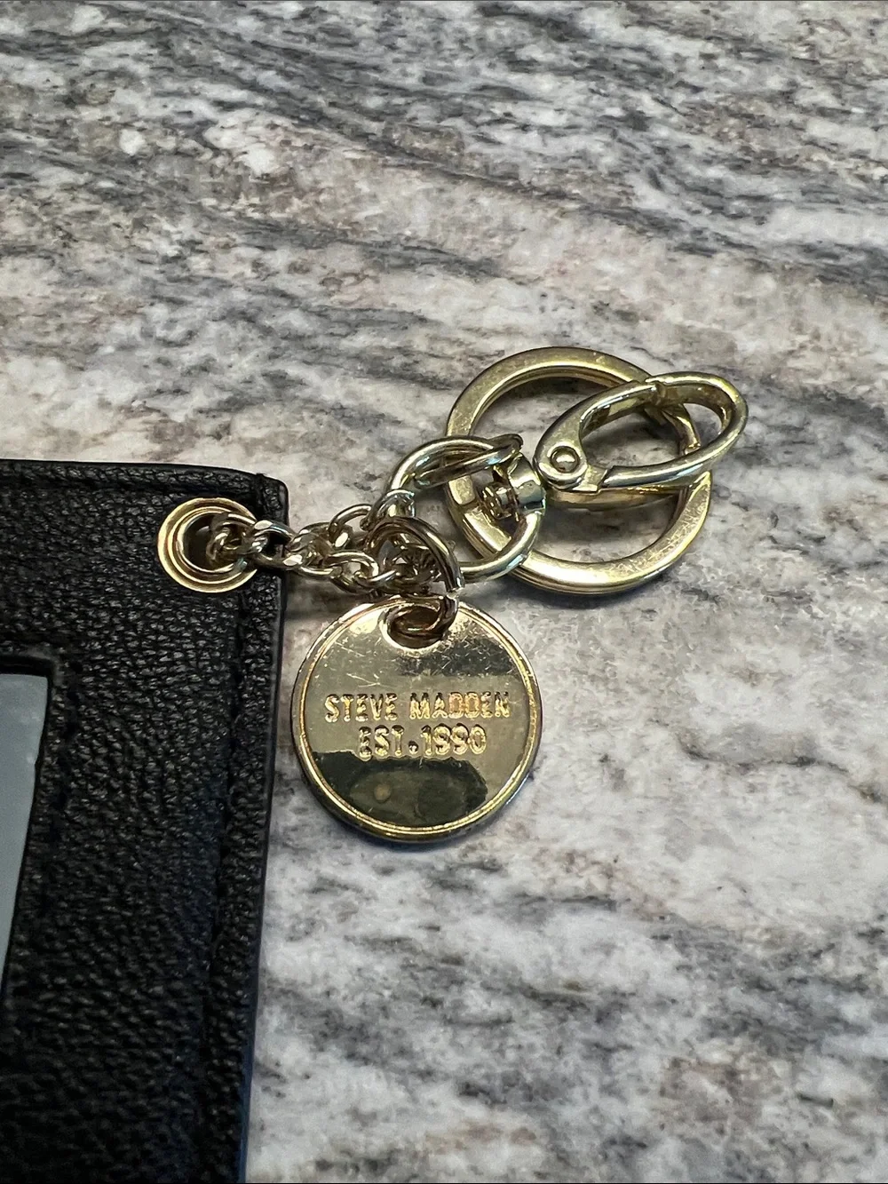 Steve Madden Black Cardholder Keyring with Gold Hardware GUC